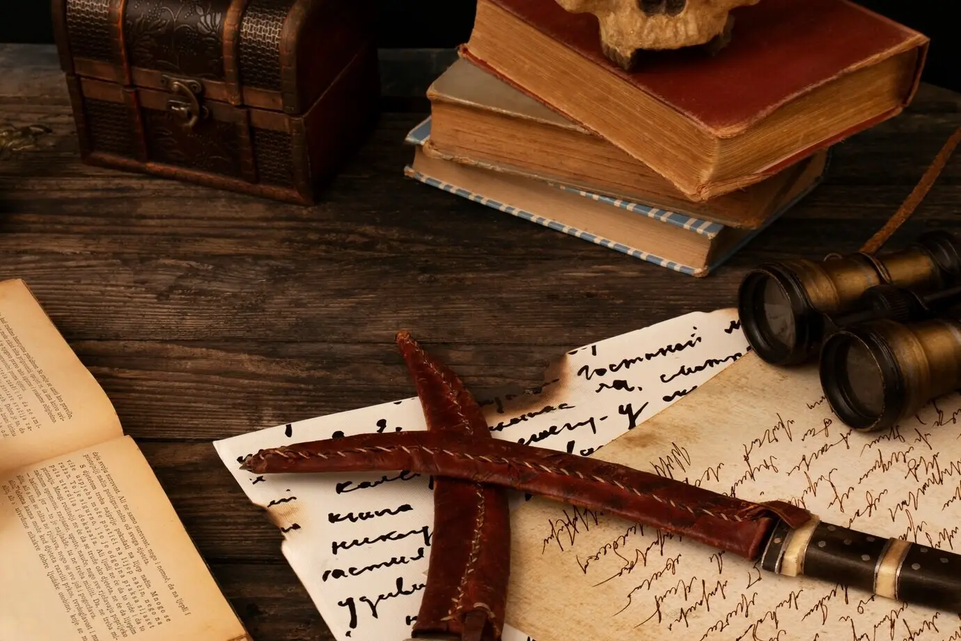 Set aus Piratenartefakten und Beute